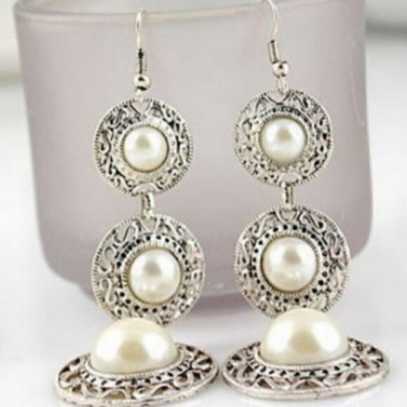 New Y2Kboho shell shape Gatsby drop festival vintage boho gypsy earrings - Picture 3 of 8